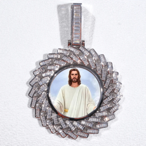 Large 3D Baguette Custom Picture Pendant