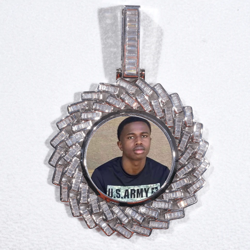 Large 3D Baguette Custom Picture Pendant