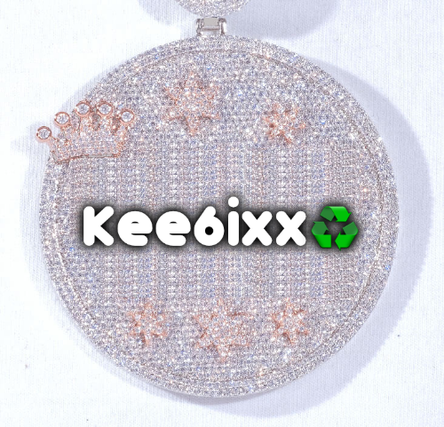CUSTOM LETTER NECKLACE 3D BIG CROWN DISC
