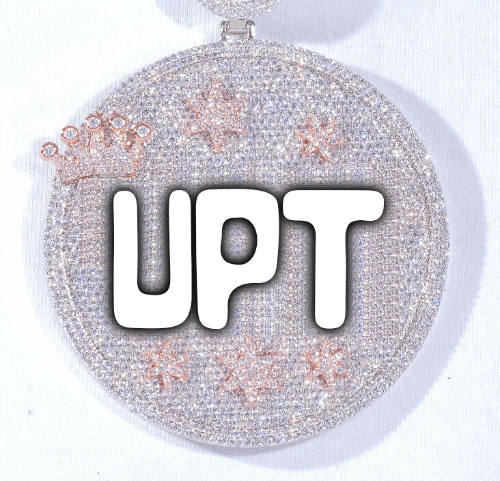 CUSTOM LETTER NECKLACE 3D BIG CROWN DISC
