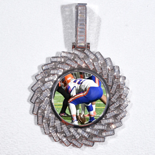 Large 3D Baguette Custom Picture Pendant