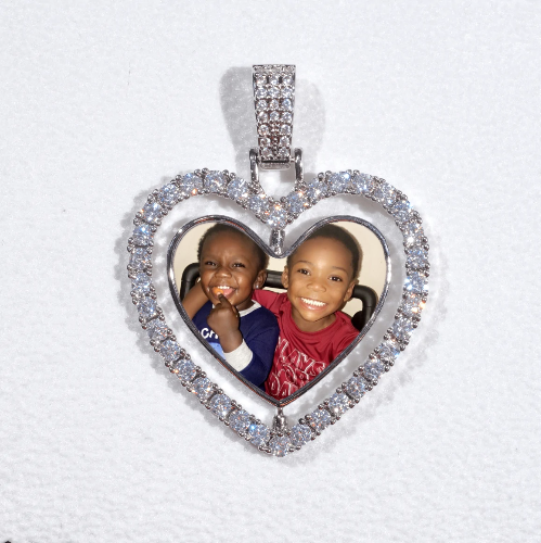 3D Spinning 2-Faced Heart Custom Picture Pendant