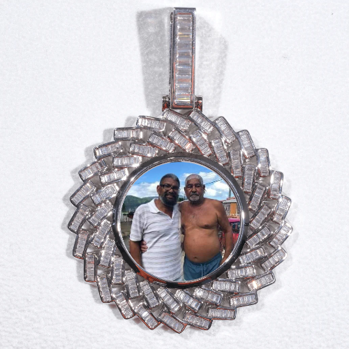 Large 3D Baguette Custom Picture Pendant