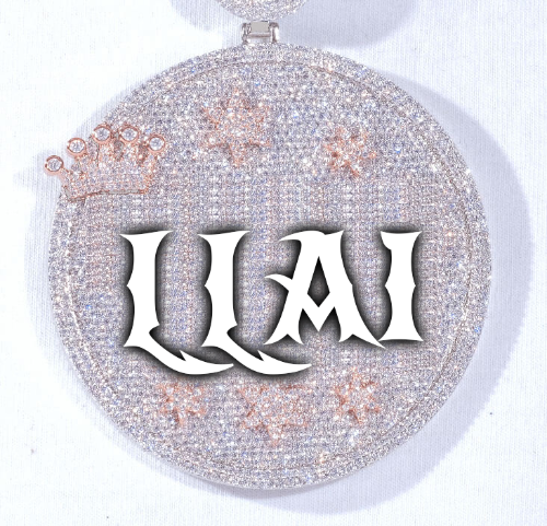 CUSTOM LETTER NECKLACE 3D BIG CROWN DISC