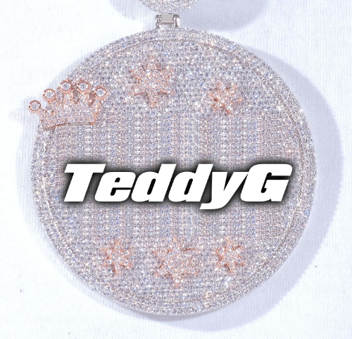 CUSTOM LETTER NECKLACE 3D BIG CROWN DISC