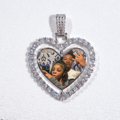 3D Spinning 2-Faced Heart Custom Picture Pendant