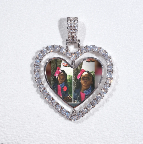 3D Spinning 2-Faced Heart Custom Picture Pendant