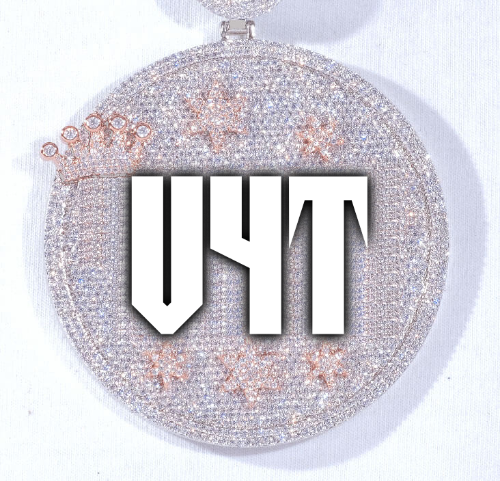 CUSTOM LETTER NECKLACE 3D BIG CROWN DISC