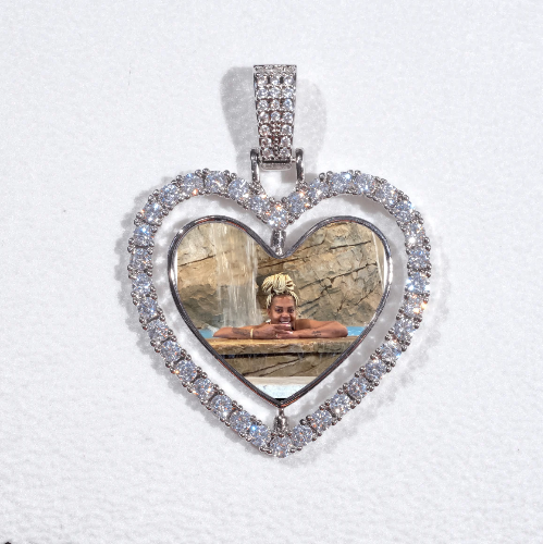 3D Spinning 2-Faced Heart Custom Picture Pendant