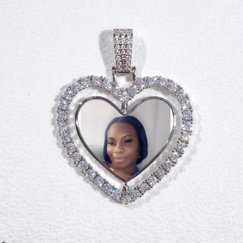 3D Spinning 2-Faced Heart Custom Picture Pendant