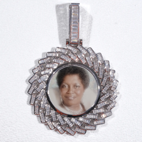 Large 3D Baguette Custom Picture Pendant