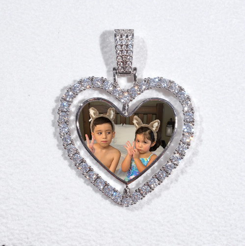 3D Spinning 2-Faced Heart Custom Picture Pendant