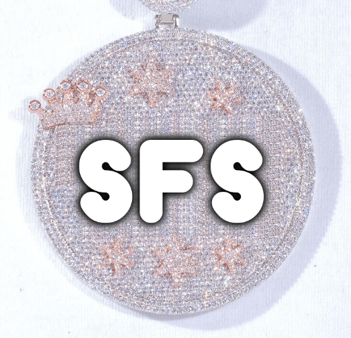 CUSTOM LETTER NECKLACE 3D BIG CROWN DISC
