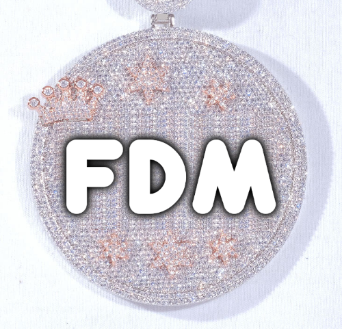CUSTOM LETTER NECKLACE 3D BIG CROWN DISC