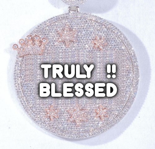 CUSTOM LETTER NECKLACE 3D BIG CROWN DISC