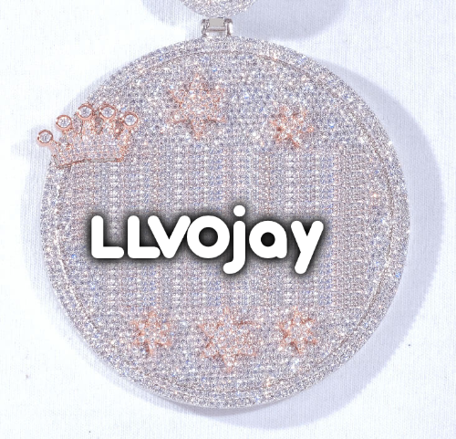 CUSTOM LETTER NECKLACE 3D BIG CROWN DISC