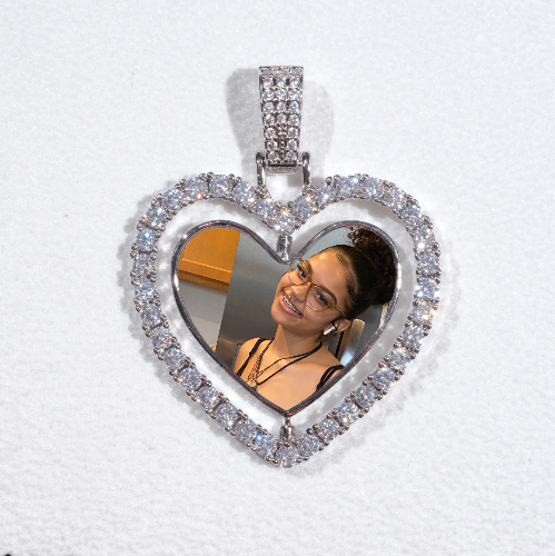 3D Spinning 2-Faced Heart Custom Picture Pendant