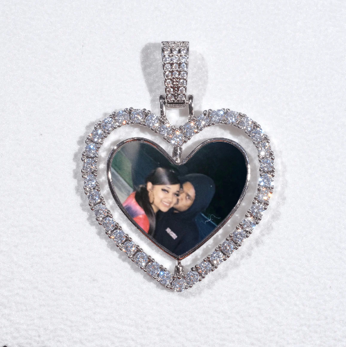3D Spinning 2-Faced Heart Custom Picture Pendant