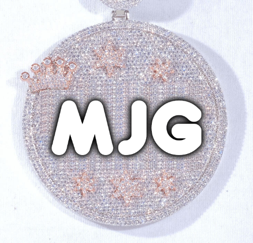 CUSTOM LETTER NECKLACE 3D BIG CROWN DISC
