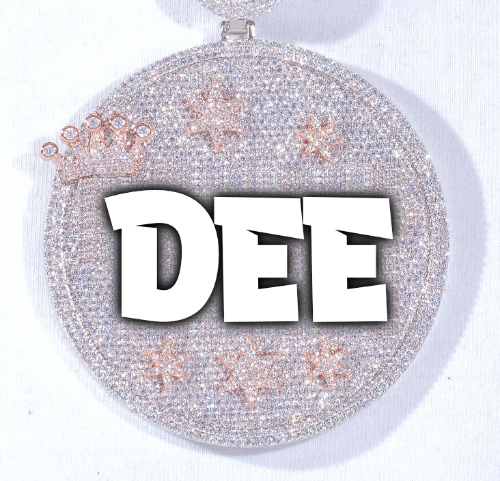 CUSTOM LETTER NECKLACE 3D BIG CROWN DISC