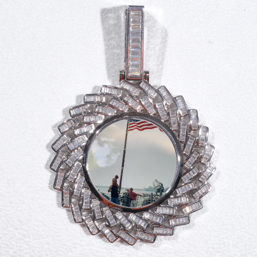 Large 3D Baguette Custom Picture Pendant
