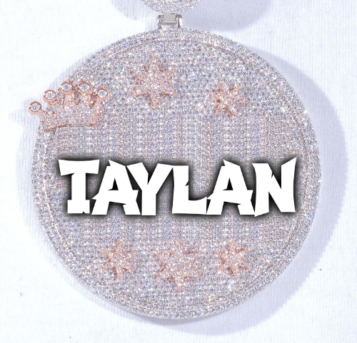 CUSTOM LETTER NECKLACE 3D BIG CROWN DISC