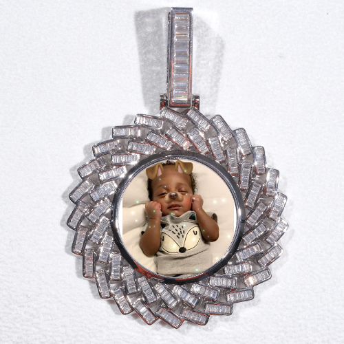 Large 3D Baguette Custom Picture Pendant