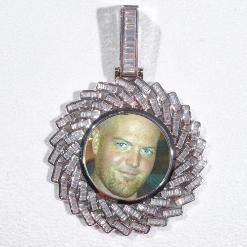 Large 3D Baguette Custom Picture Pendant