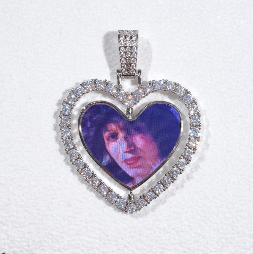 3D Spinning 2-Faced Heart Custom Picture Pendant