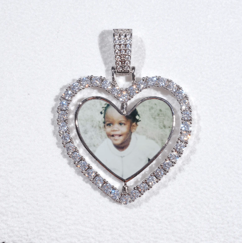 3D Spinning 2-Faced Heart Custom Picture Pendant