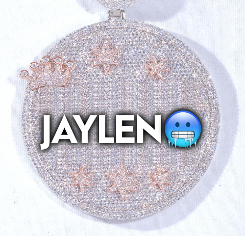 CUSTOM LETTER NECKLACE 3D BIG CROWN DISC