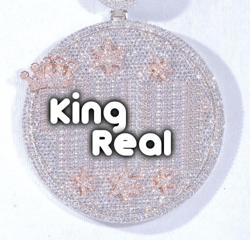 CUSTOM LETTER NECKLACE 3D BIG CROWN DISC