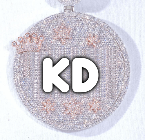 CUSTOM LETTER NECKLACE 3D BIG CROWN DISC