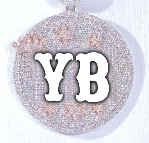 CUSTOM LETTER NECKLACE 3D BIG CROWN DISC
