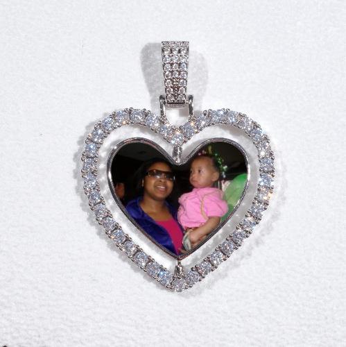 3D Spinning 2-Faced Heart Custom Picture Pendant