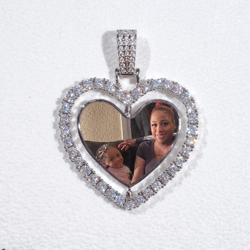 3D Spinning 2-Faced Heart Custom Picture Pendant