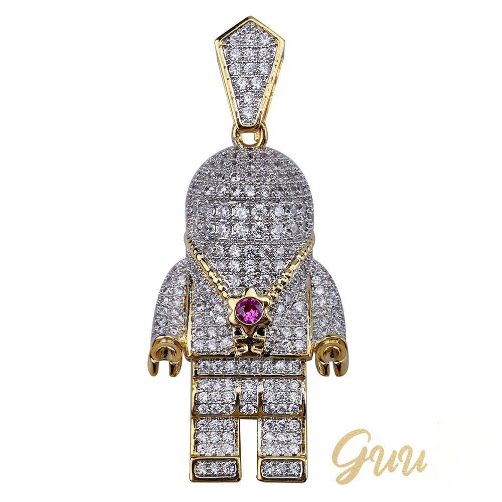 Iced 18mm  CZ  BlingBling Astronaut Pendant & Cuban Link Chain