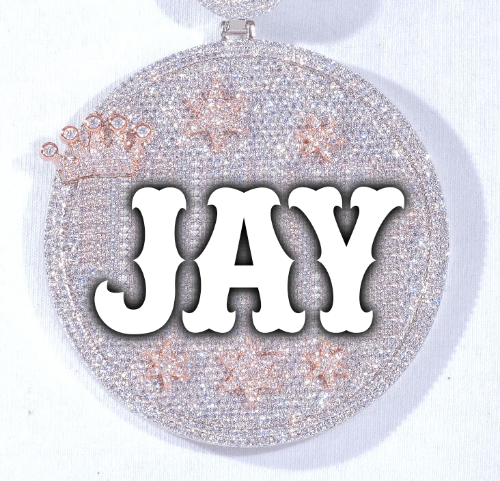 CUSTOM LETTER NECKLACE 3D BIG CROWN DISC