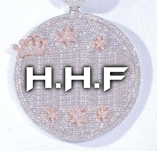 CUSTOM LETTER NECKLACE 3D BIG CROWN DISC