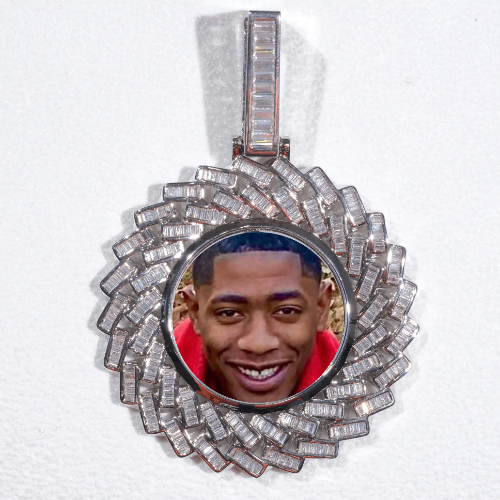 Large 3D Baguette Custom Picture Pendant
