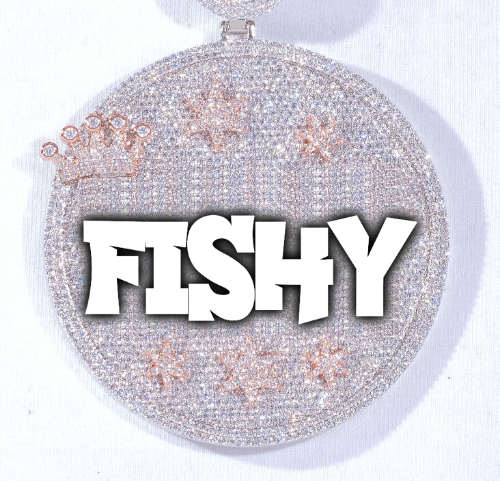 CUSTOM LETTER NECKLACE 3D BIG CROWN DISC