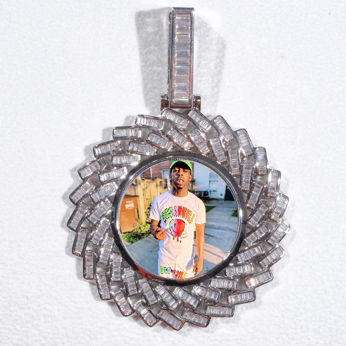 Large 3D Baguette Custom Picture Pendant