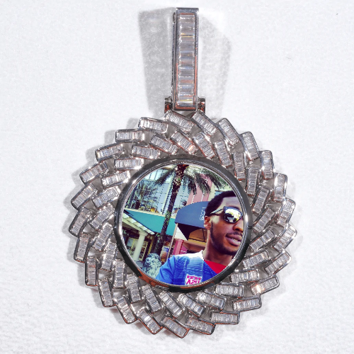 Large 3D Baguette Custom Picture Pendant