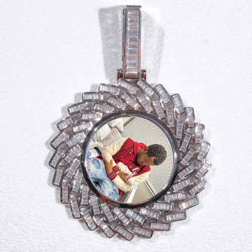 Large 3D Baguette Custom Picture Pendant