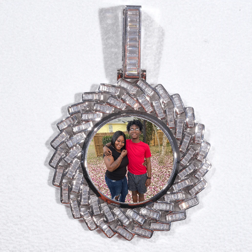 Large 3D Baguette Custom Picture Pendant