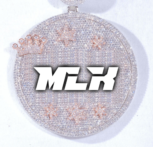 CUSTOM LETTER NECKLACE 3D BIG CROWN DISC