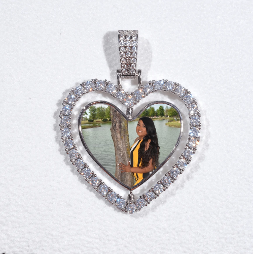 3D Spinning 2-Faced Heart Custom Picture Pendant