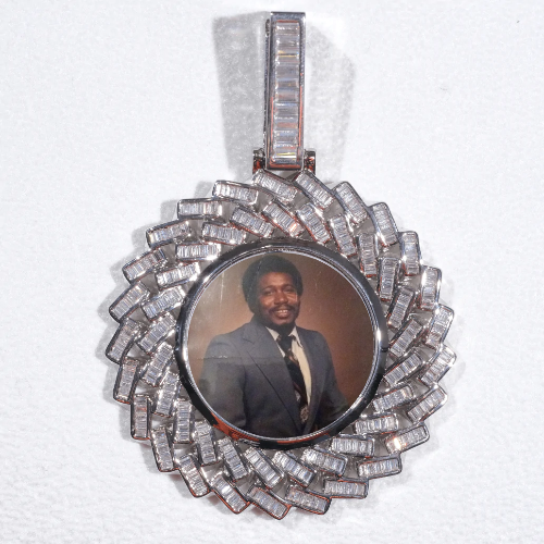 Large 3D Baguette Custom Picture Pendant