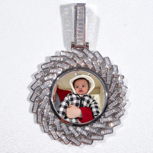 Large 3D Baguette Custom Picture Pendant