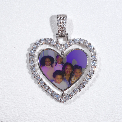 3D Spinning 2-Faced Heart Custom Picture Pendant